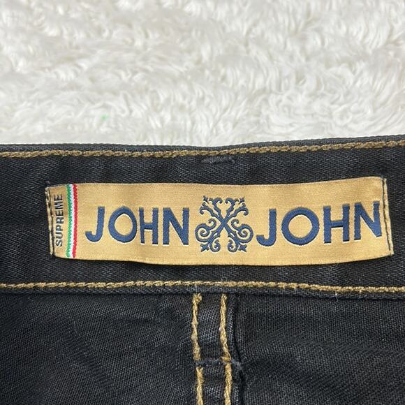 John John Supreme distressed black denim mini skirt, size 42 or US Large - Picture 7 of 10